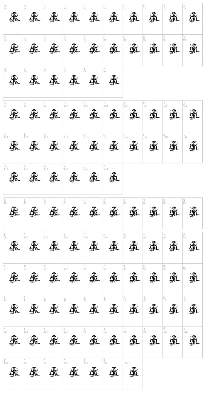 Xilo Cordel Literature font map